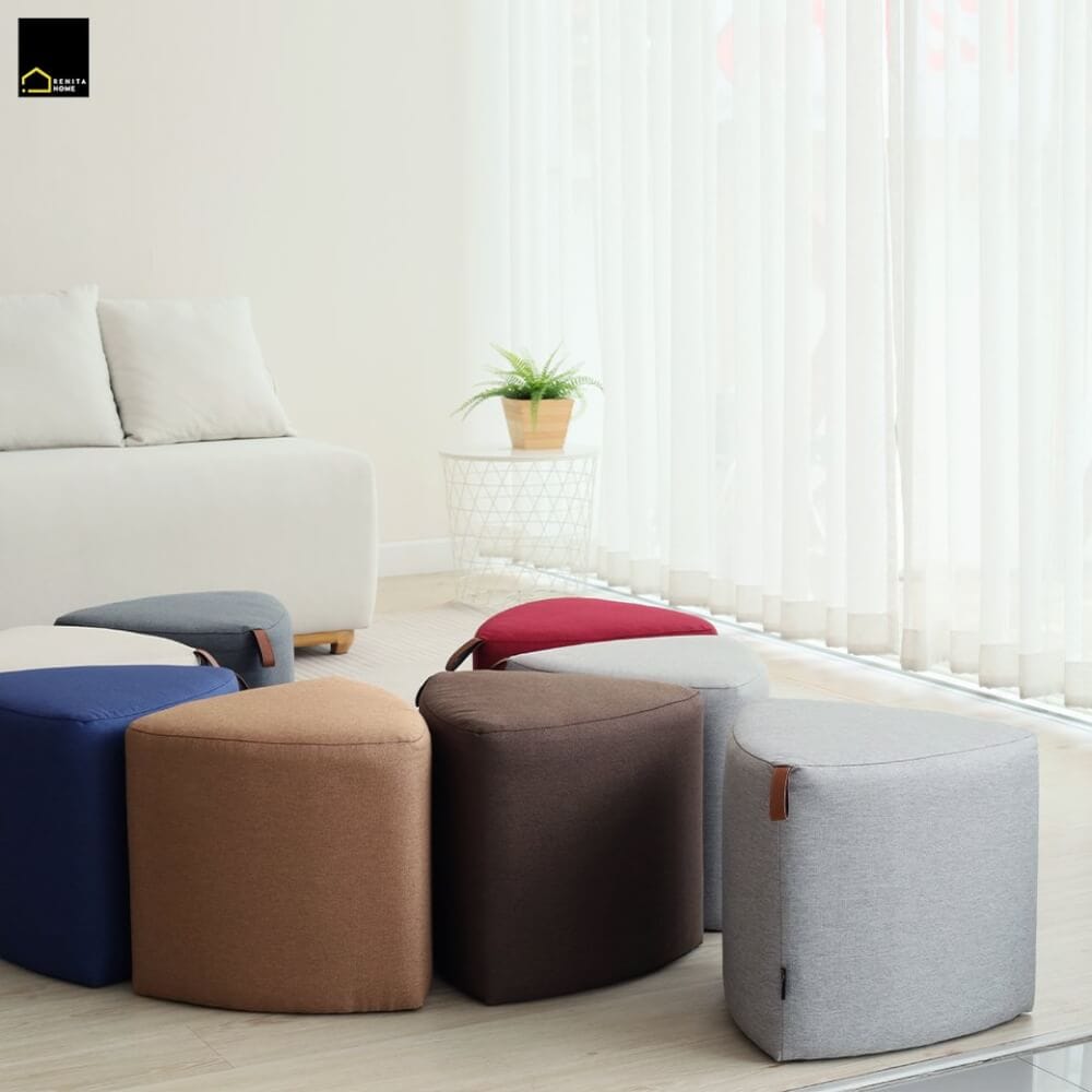 สตูลทรงสามเหลี่ยม RENITA HOME PEBBLE STOOL สีครีม 40x40ซม._2